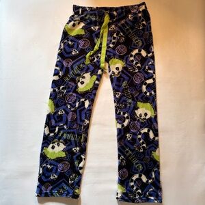 Coco Brands Cozy Blue & Black Beetlejuice & Skulls Pajama Pants Women’s Sz Small